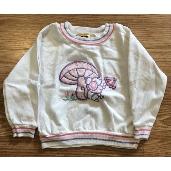 Vintage Carter's Baby Sweater Adorable Mouse & Mushroom Embroidered Design 12 Mt - Picture 1 of 6
